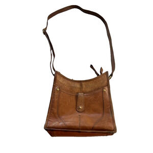 BORN Purse Women's Brown Leather Crossbody Bag 9x9.5x3 in